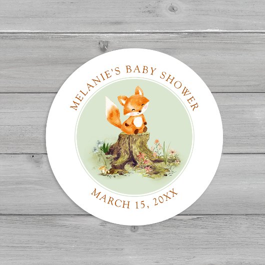 Storybook Woodland Fox Baby shower Envelope Seals Ronde Sticker