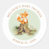 Storybook Woodland Fox Baby shower Envelope Seals Ronde Sticker (Voorkant)