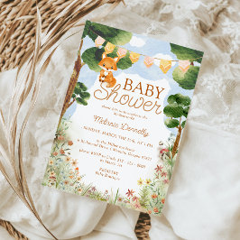 Storybook Woodland Fox Baby shower Kaart