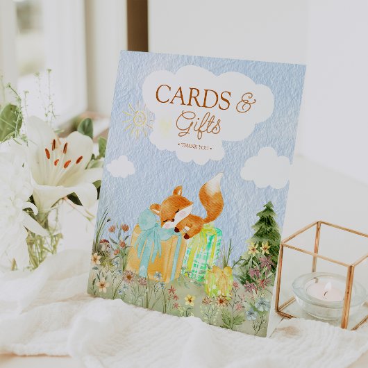 Storybook Woodland Fox Baby shower Kaarten en gesc Reclamebord Met Voetstuk