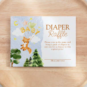 Storybook Woodland Fox Baby shower Luier Raffle Informatiekaartje
