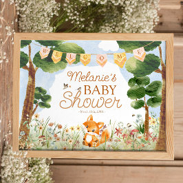 Storybook Woodland Fox Baby shower Welkom Poster