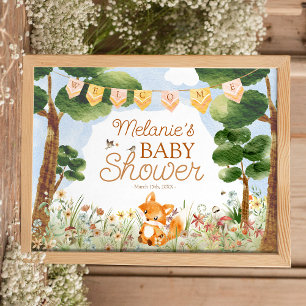 Storybook Woodland Fox Baby shower Welkom Poster