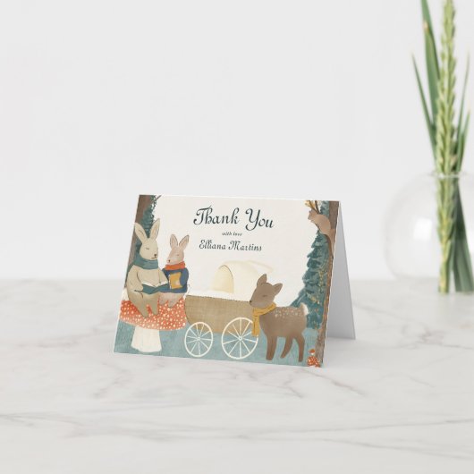 Storybook Woodland Friends Baby shower Dank u Bedankkaart (Voorkant)