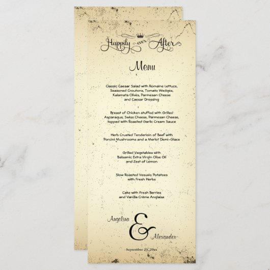 Storyline  Wedding Menu Kaart (Voorkant / Achterkant)
