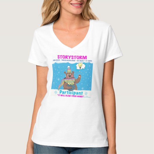 Storystorm 2024 Vrouwen V-hals Deelnemer T-shirt (Voorkant)