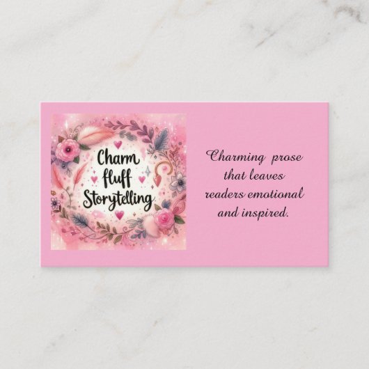 Storytelling Charm Roze Schrijver Novelist Visitekaartje (Voorkant)