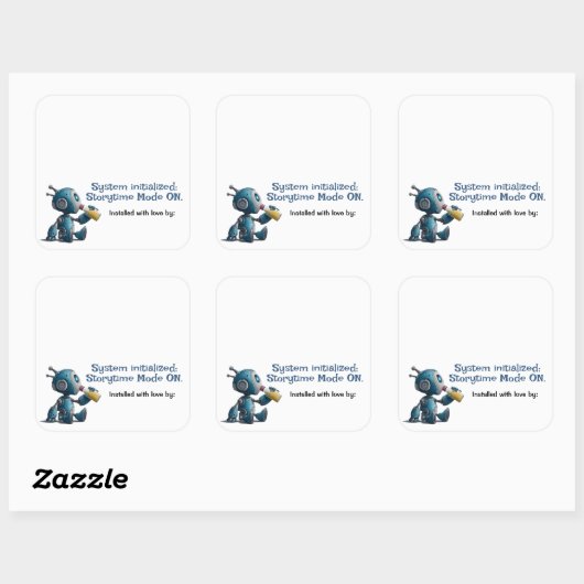 Storytime Mode ON Robot Baby shower Book Labels (Vel)