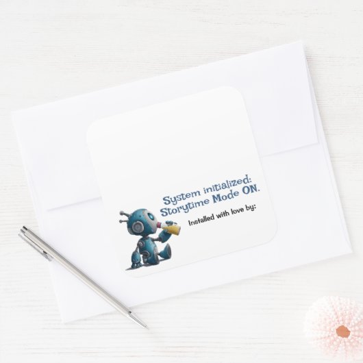 Storytime Mode ON Robot Baby shower Book Labels (Envelop)