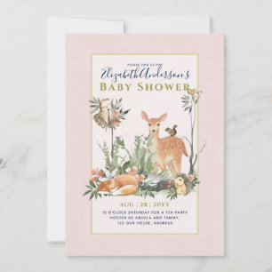 Storytime Woodland Animals Forest Baby shower Invi Kaart