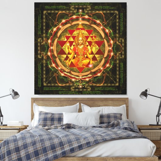 Stotram op Devi Lakshmi- Shri Yantra Canvas Afdruk (Insitu (Slaapkamer))