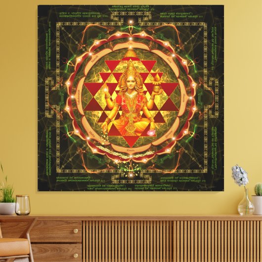 Stotram op Devi Lakshmi- Shri Yantra Canvas Afdruk (Insitu (Woonkamer))