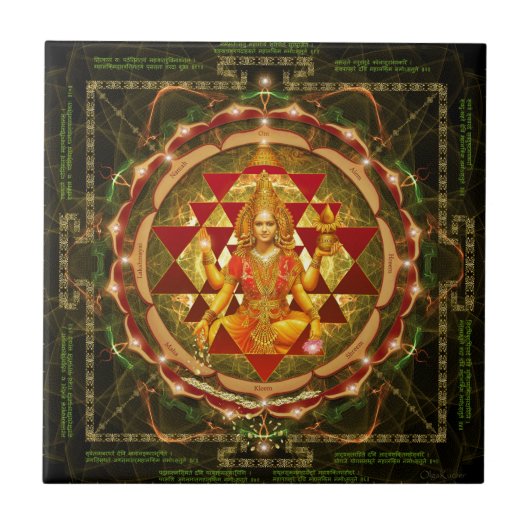 Stotram op Devi Lakshmi - Shri Yantra-Mahalakshmi Tegeltje (Voorkant)