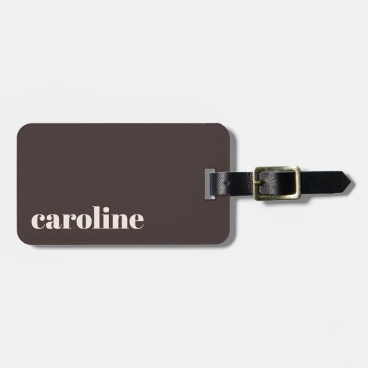 Stout Aardse Bruine Moderne Gepersonaliseerde Naam Bagagelabel (Voorkant horizontaal)