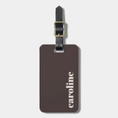 Stout Aardse Bruine Moderne Gepersonaliseerde Naam Bagagelabel (Voorkant verticaal)