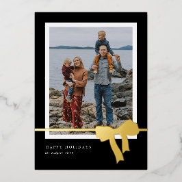 Stout Boog Eenvoudige Foto Goud Folie Feestdagenkaart