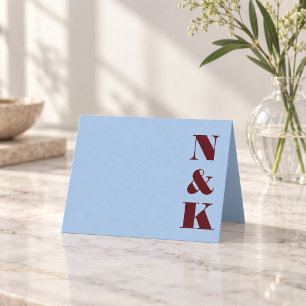 Stout Eenvoudig Modern Monogram Bourgondië Blauw B Bedankkaart