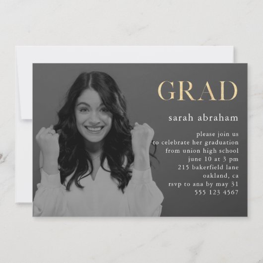 Stout Gefeliciteerd Twee Foto Afstudeerfeest Kaart (Achterkant)