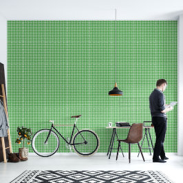 Stout groen en wit Chevron patroon gestructureerd Behang