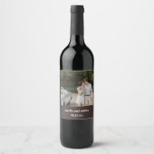 Stout Herfst Bruin Retro Aangepaste Trouwfoto Wijn Etiket (Voorkant)