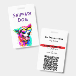 Stout Huisdier Oppas Hondenuitlater QR Code Nood I Badge