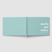 Stout Minimalistisch Modern Aqua Blauwe Aangepaste Gastenboek (Volledig)