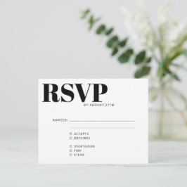 Stout Modern Eenvoudig Zwart Wit QR Code Maaltijdk RSVP Kaartje