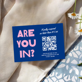 Stout Modern Type Funky Kleurrijke QR CODE Huwelij RSVP Kaartje