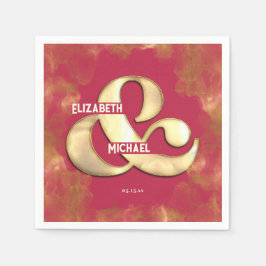 Stout Moderne Elegante Gouden Roze Magenta Huwelij Servet