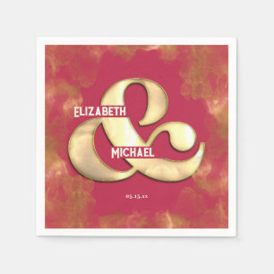 Stout Moderne Elegante Gouden Roze Magenta Huwelij Servet