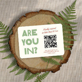 Stout Moderne Funky Aardtoneel QR Code Bruiloft RSVP Kaartje