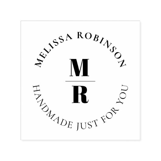Stout Monogram Chic Handgemaakte Cirkeltekst Zelfinktende Stempel (Design)