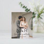 Stout Monogram Foto Budget Huwelijk Bedankt (Staand voorkant)