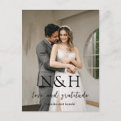 Stout Monogram Foto Moderne Trouwdag Briefkaart (Voorkant)