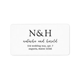 Stout Monogram Zwart en Wit Modern Huwelijk Etiket