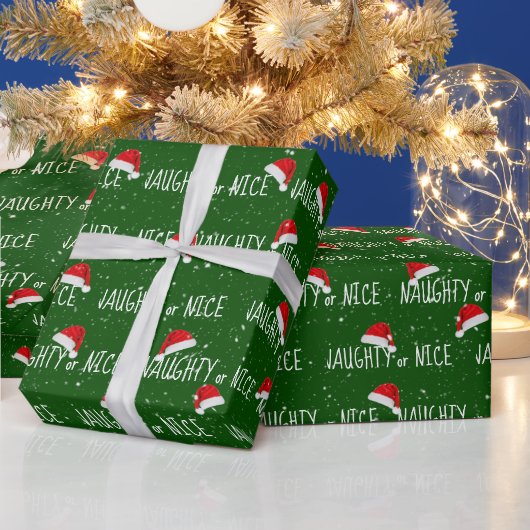 STOUT of BRAAF Tekst met Kerstmannenmutsen Cadeaupapier (Feestdagen)