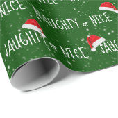 STOUT of BRAAF Tekst met Kerstmannenmutsen Cadeaupapier (Rol Hoek)