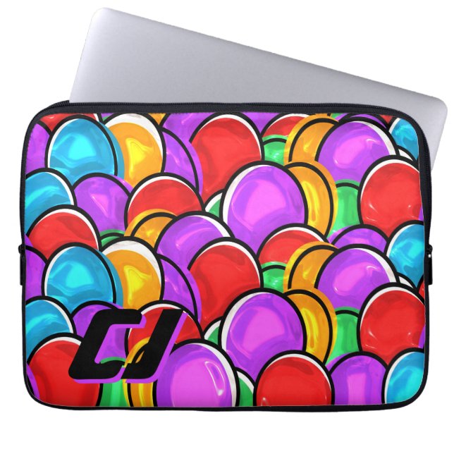 Stout Retro Golfachtige Pop Art Aangepaste Monogra Laptop Sleeve (Voorkant)