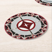 Stout Rood en Zilver Papier Onderzetter (Gebogen)