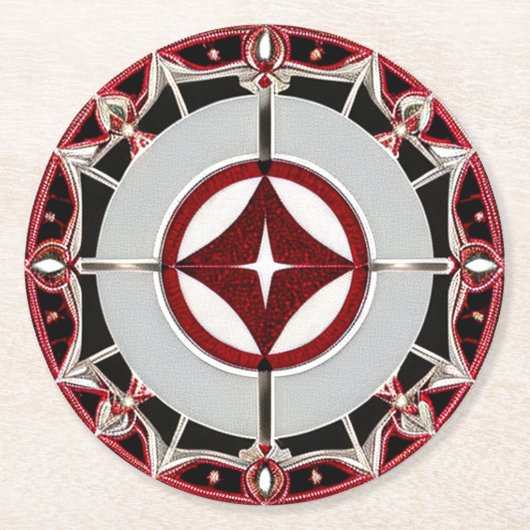 Stout Rood en Zilver Papier Onderzetter (Voorkant)