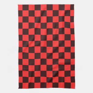 Stout rood en zwart geruit patroonontwerp theedoek