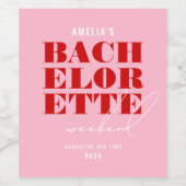 Stout Roze & Rode Meidenavrije Weekend Wijn Etiket (Enkel label)