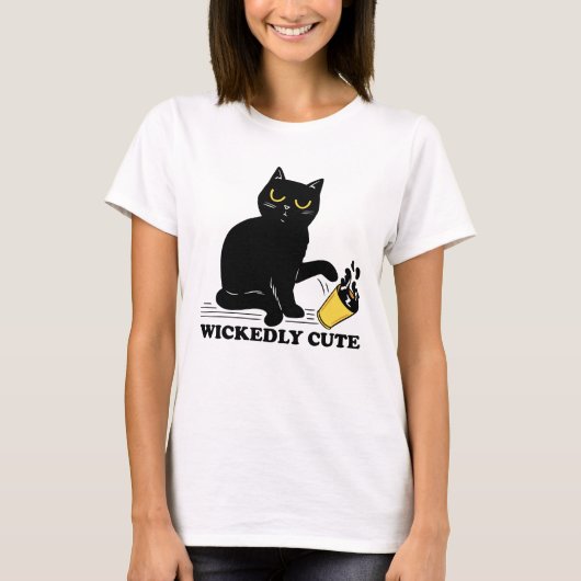 Stout Schattig Zwart Kat T-shirt (Voorkant)