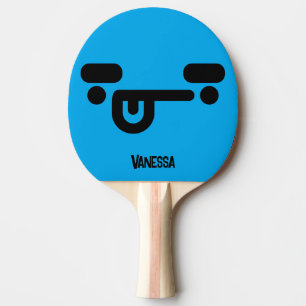 Stout Verward Gezicht Blauw met Naam Tafeltennisbatje