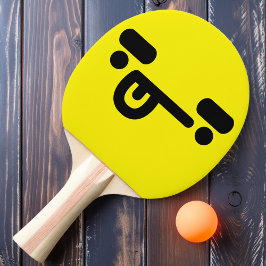 Stout Verward Gezicht Gele Ping Pong Paddle Tafeltennisbatje
