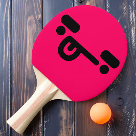 Stout Verward Gezicht Roze Ping Pong Batje