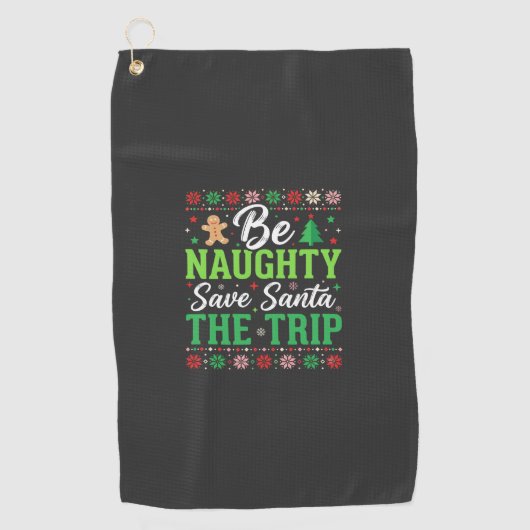 Stout zijn Red Santa Grappige Kerst SVG Golfhanddoek (Voorkant)