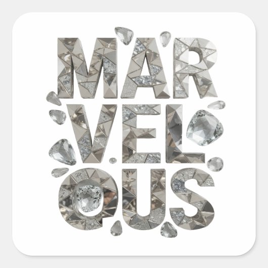 Stout Zilver MARVELOUS Vinyl Stijl Vierkante Sticker (Voorkant)