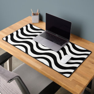 Stout Zwart en Wit Golfvormig Abstract Bureaumat
