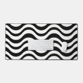 Stout Zwart en Wit Golfvormig Abstract Bureaumat (Keyboard & Muis)